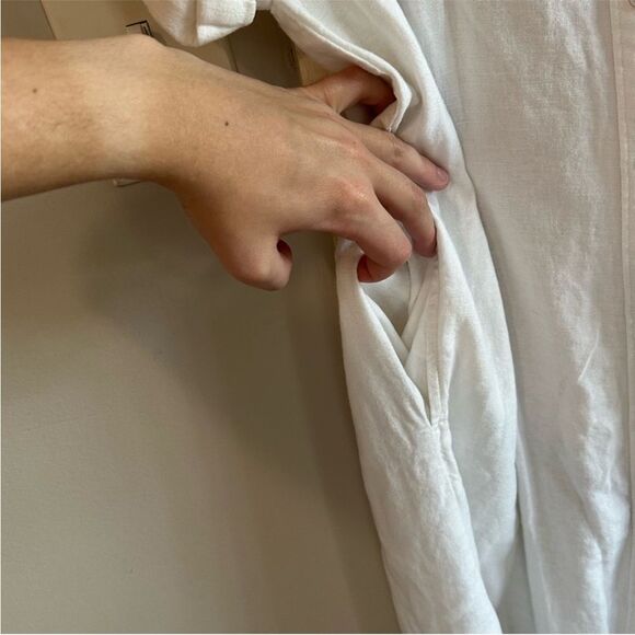 LOFT Outlet White Button Front Midi Maxi Dress Women’s Small Linen Blend - Picture 3 of 6